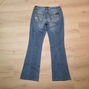 Seven7 Jeans Womens Size‎ 27 Flare Embellished Light Wash Low Rise Denim Y2K